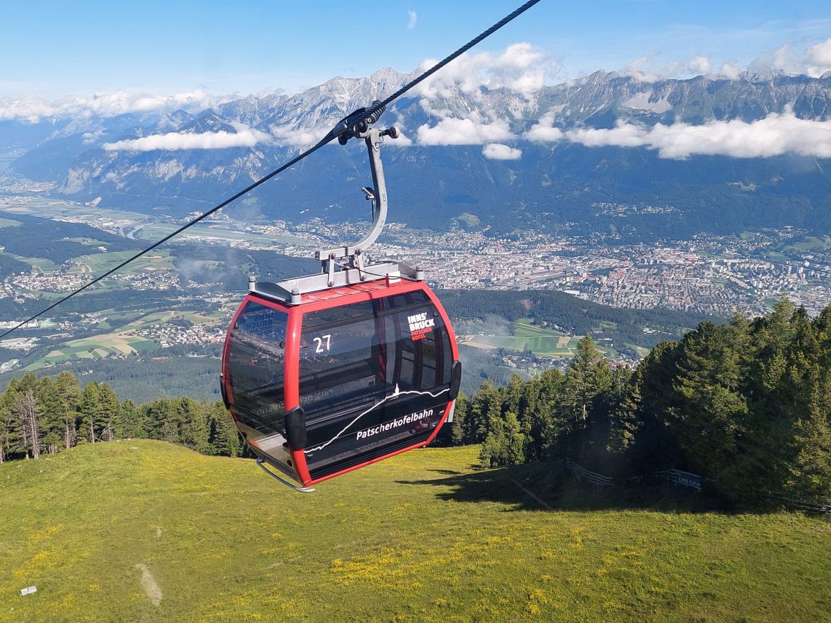 Rote Gondel, Blick auf Innsbruck.